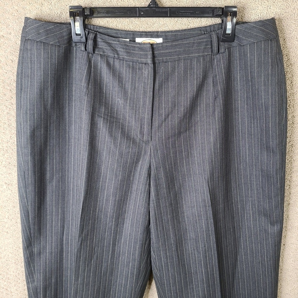 Vintage Talbots Pants Womens‎ 14W Gray Striped Classic Fit Wool Blend Stretch - Picture 2 of 13
